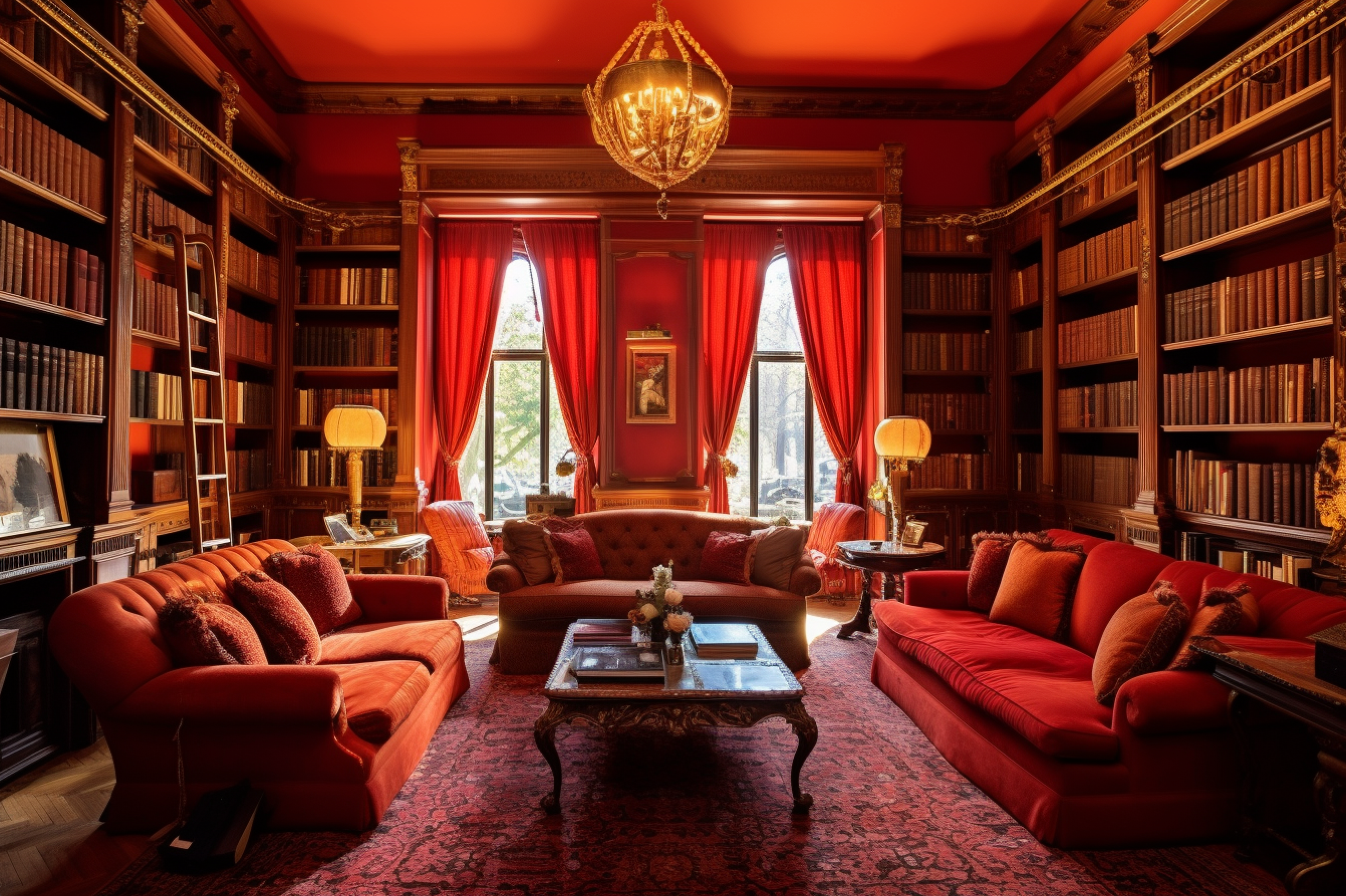 18. Red and Gold Color Scheme - Classic Library