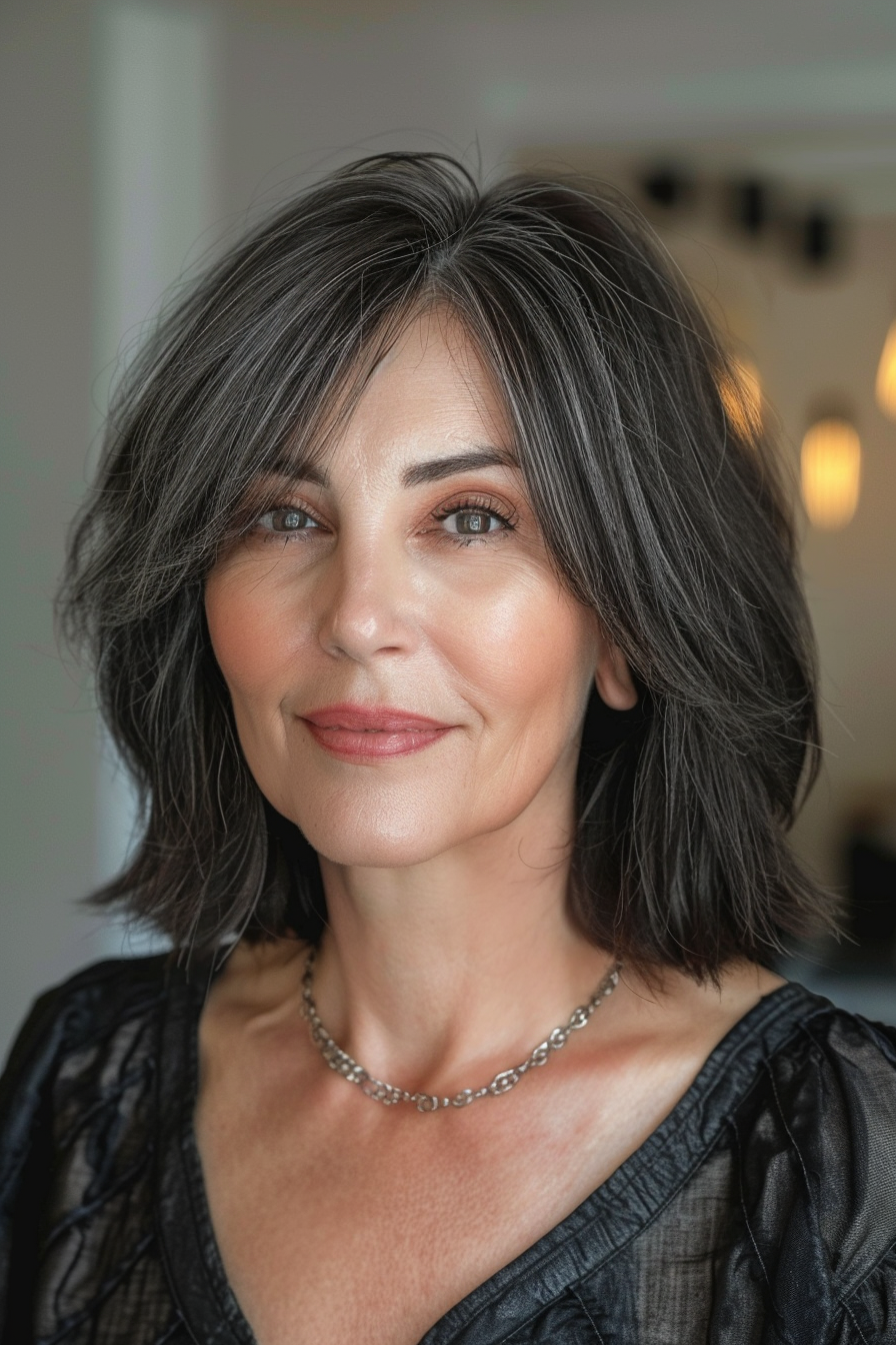 2. Layered Bob with Bangs - Bob Hairstyles For Women Over 50