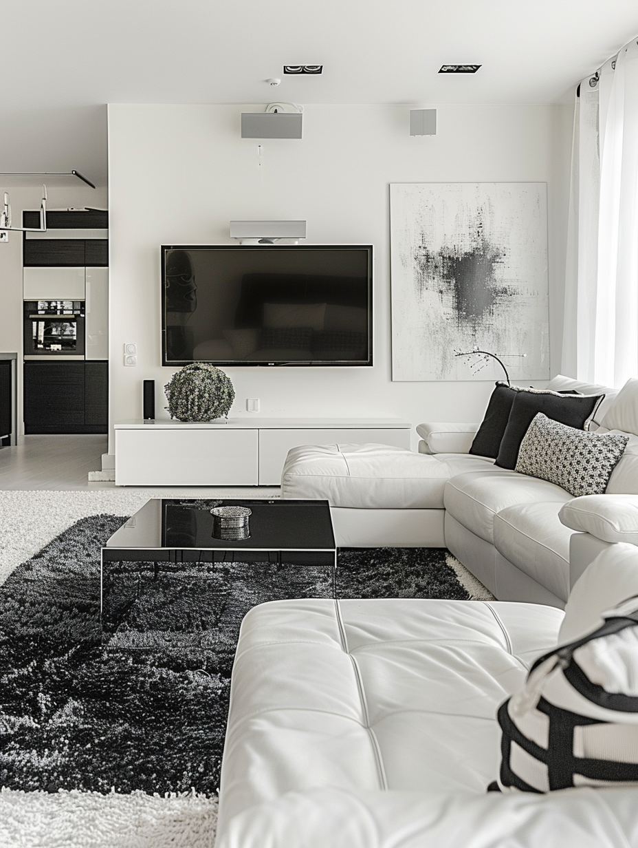 Modern Cozy White And Black Living Room Interior   Design and Decor Ideas