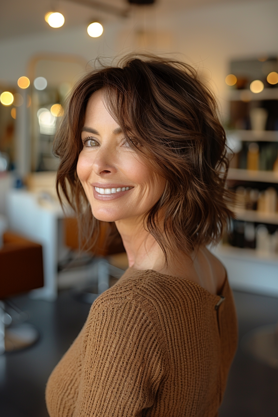 21. Minimalist Mid-Length Shag - Shag Hairstyles For Women Over 60