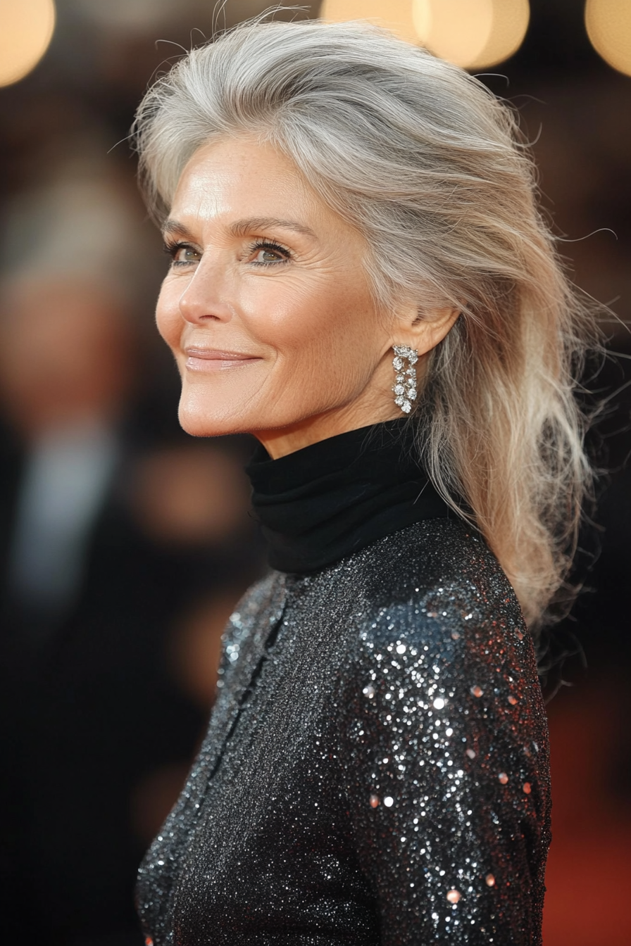 24. Pearl Blonde Wispy Layers (Hairstyles For Women Over 50 With Long Hair) - Hairstyles For Women Over 50 With Long Hair