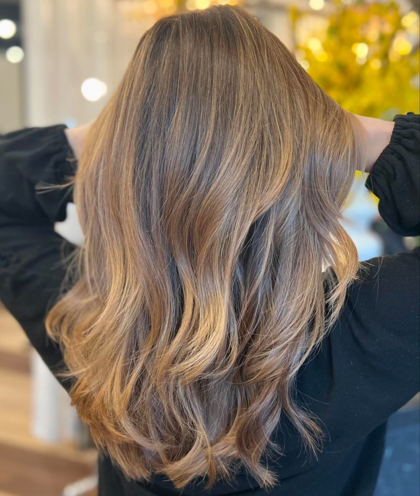 25. Ash Caramel Blend with Delicate Mid-Length Layers (Caramel Hair Color)