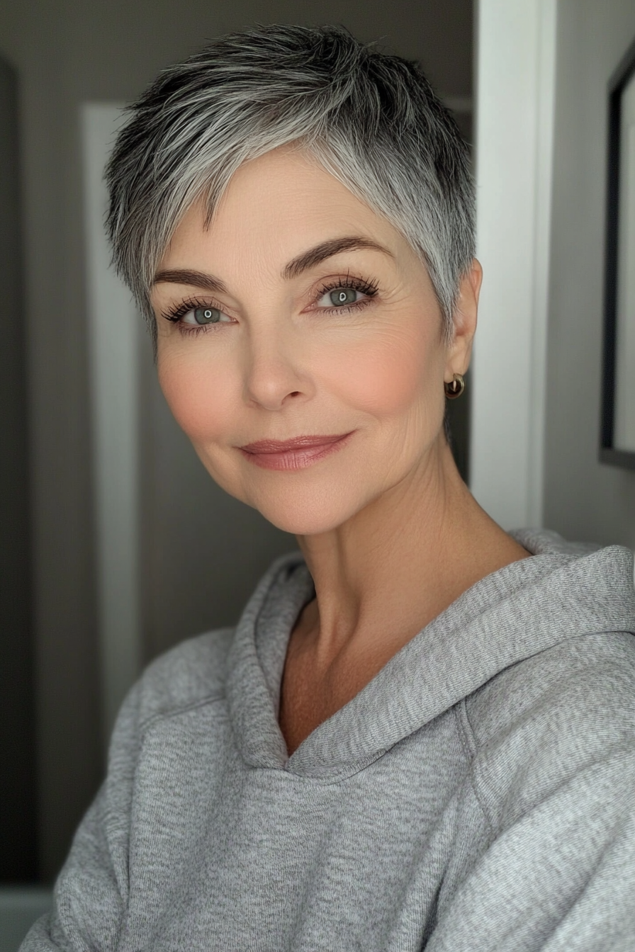 26. Blunt Pixie with Textured Top (Short Hairstyles For Older Women) - Short Hairstyles For Older Women