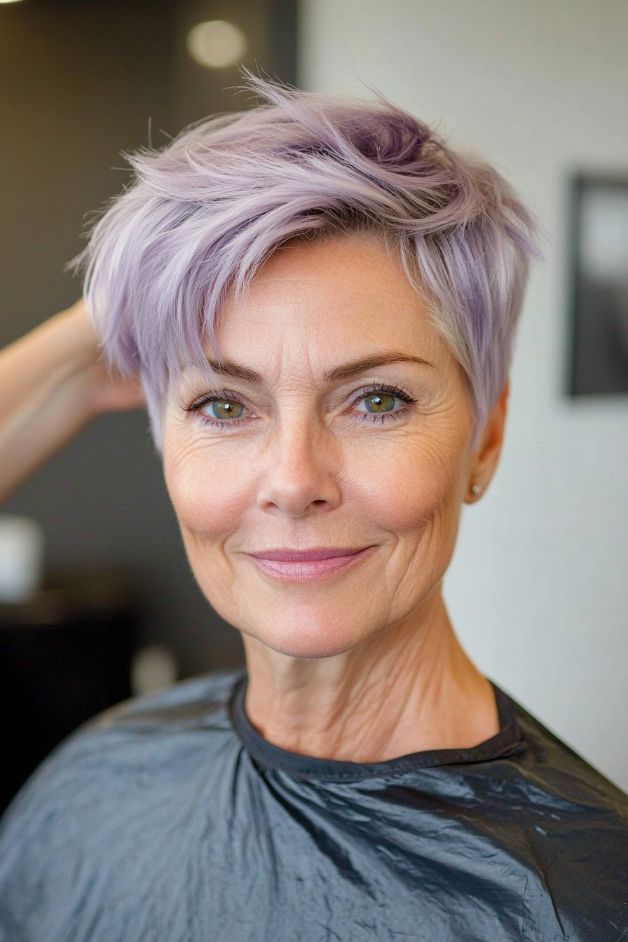 26. Soft Lavender Textured Crop (Short Haircuts For Women Over 50) - Short Haircuts For Women Over 50