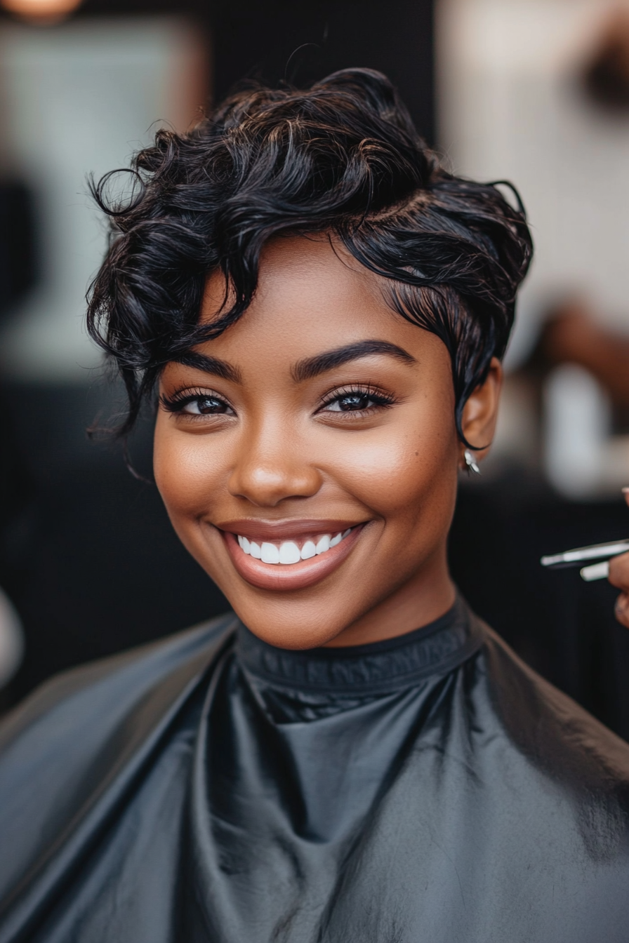 28. Defined Curls with Side Part (Short Hairstyles For Black Women) - Short Hairstyles For Black Women