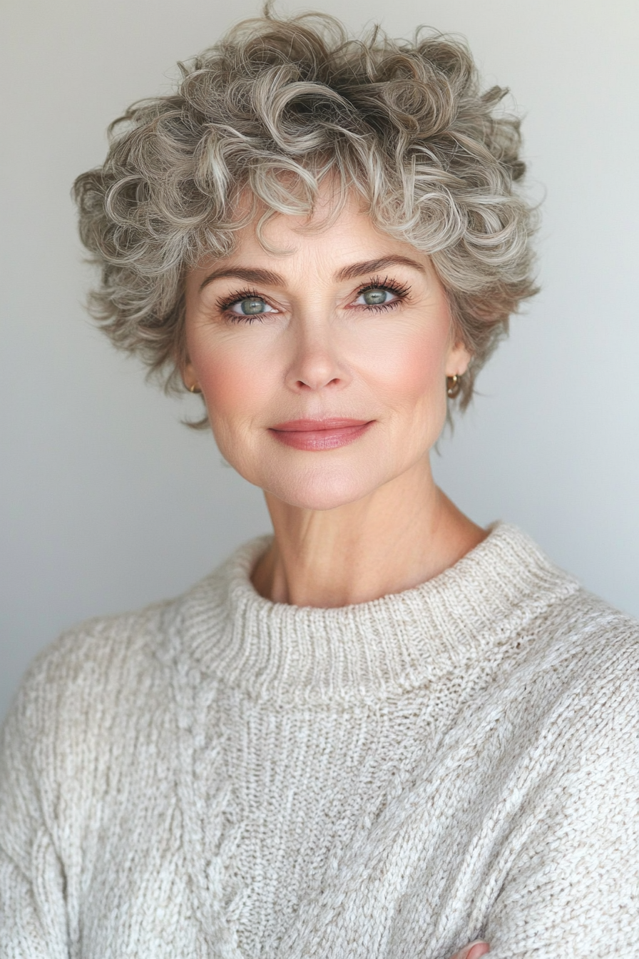 3. Ash Blonde Tapered Crop (Short Curly Hairstyles For Women Over 50) - Short Curly Hairstyles For Women Over 50