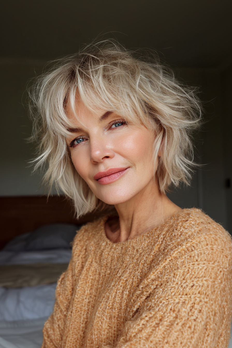 3. Cropped Shag in Sandy Blonde (Easy Short Haircuts For Women Over 50) - Easy Short Haircuts For Women Over 50
