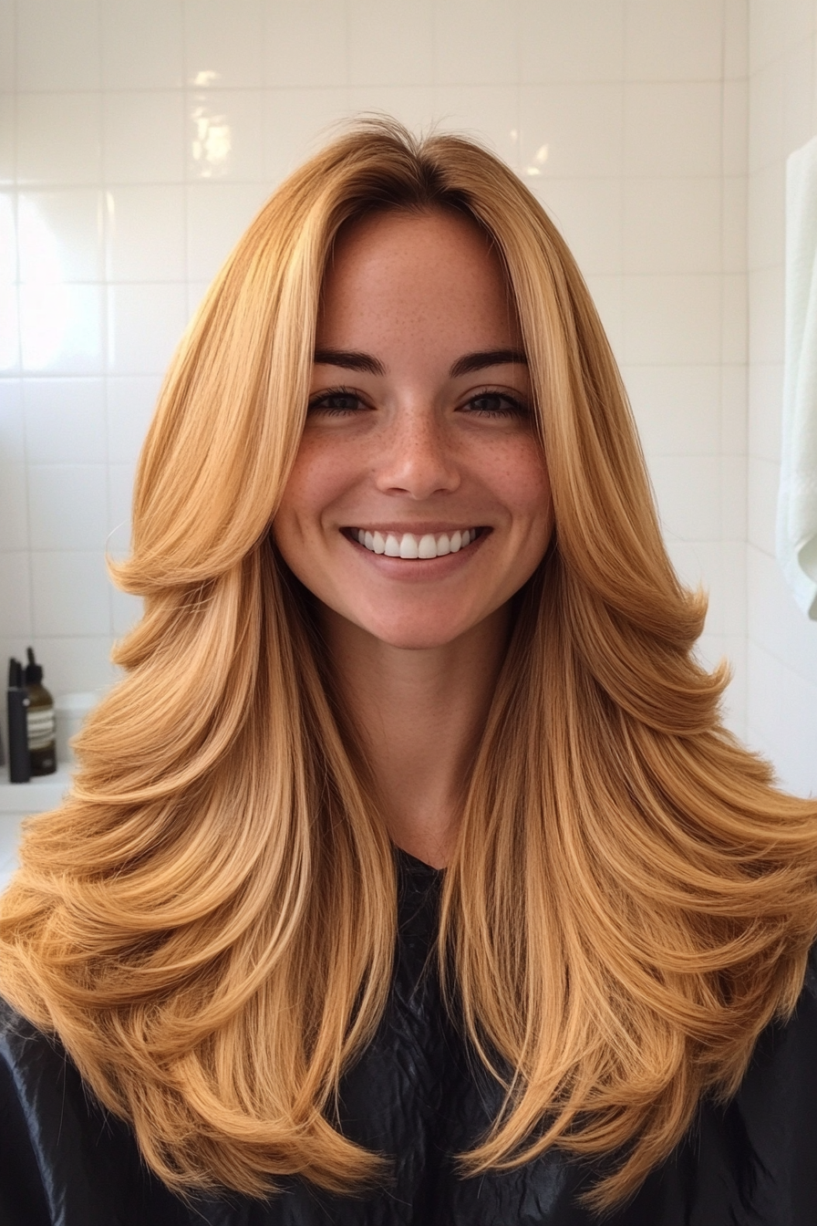3. Golden Honey Cascading Layers (Long Layered Haircuts) - Long Layered Haircuts