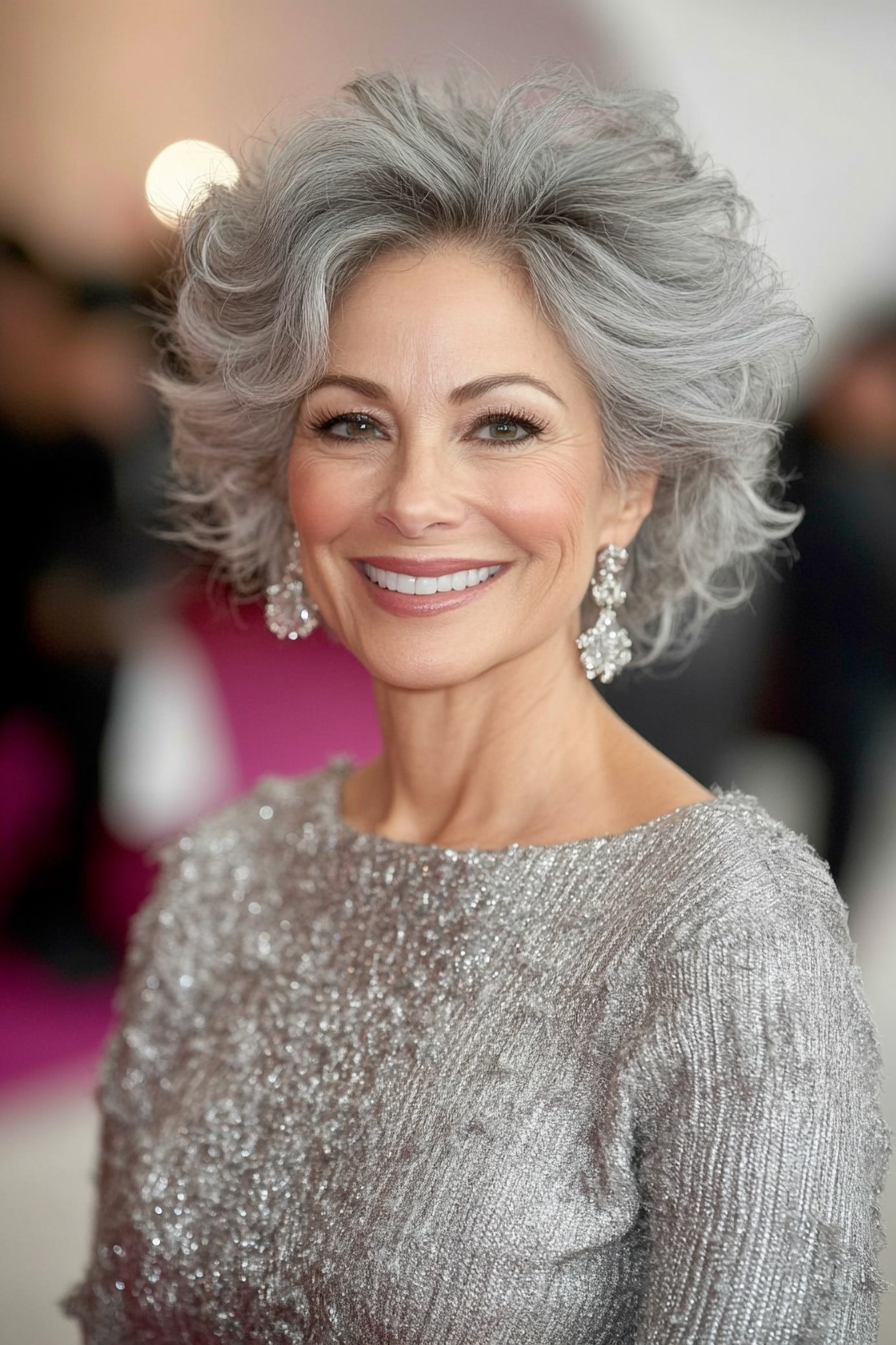 36. Voluminous Updo with Soft Silver Highlights (Hairstyles For Older Women) - Hairstyles For Older Women