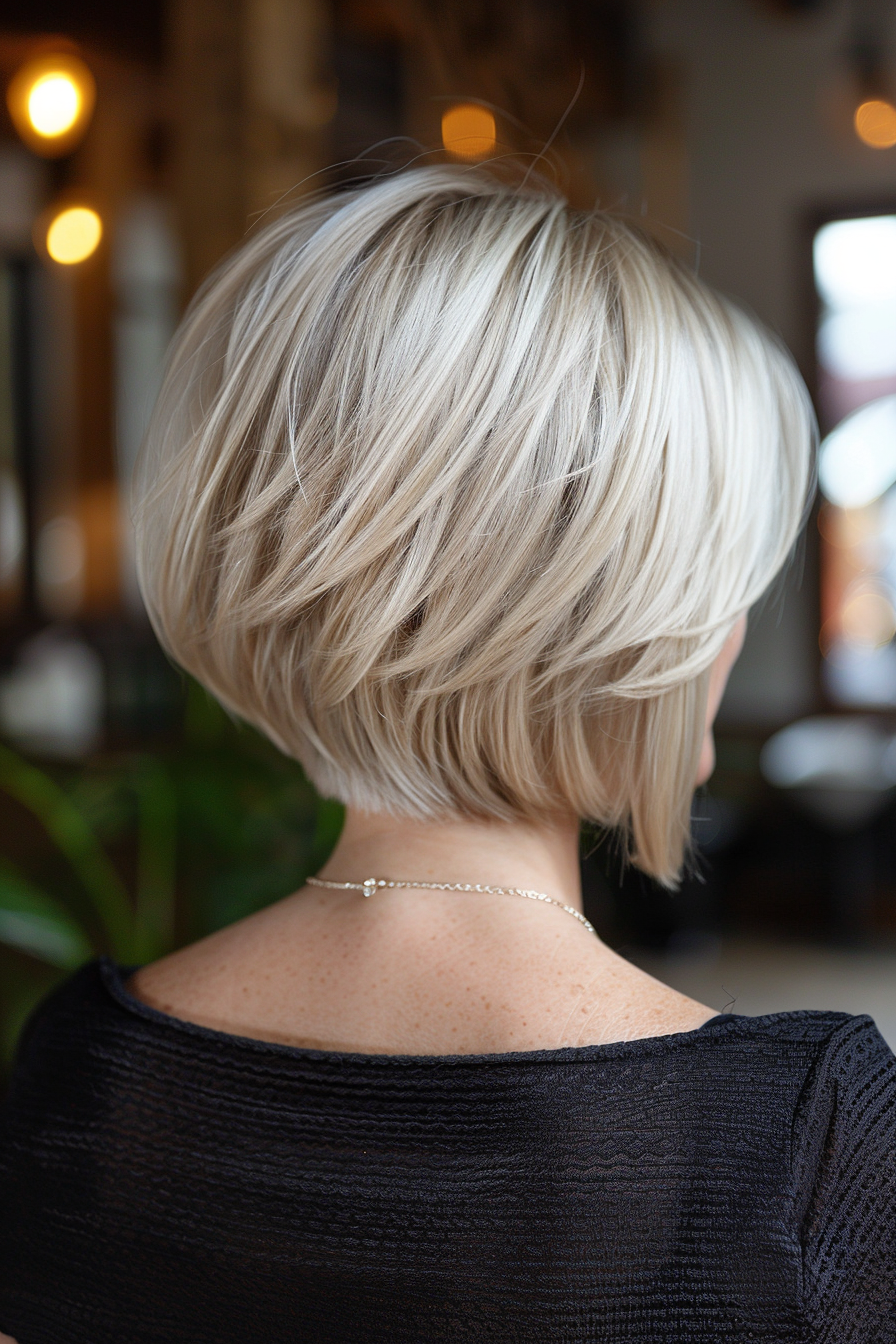 4. Layered Bob for Round Faces - Short Hairstyles For Women Over 40 - Short Hairstyles For Women Over 40