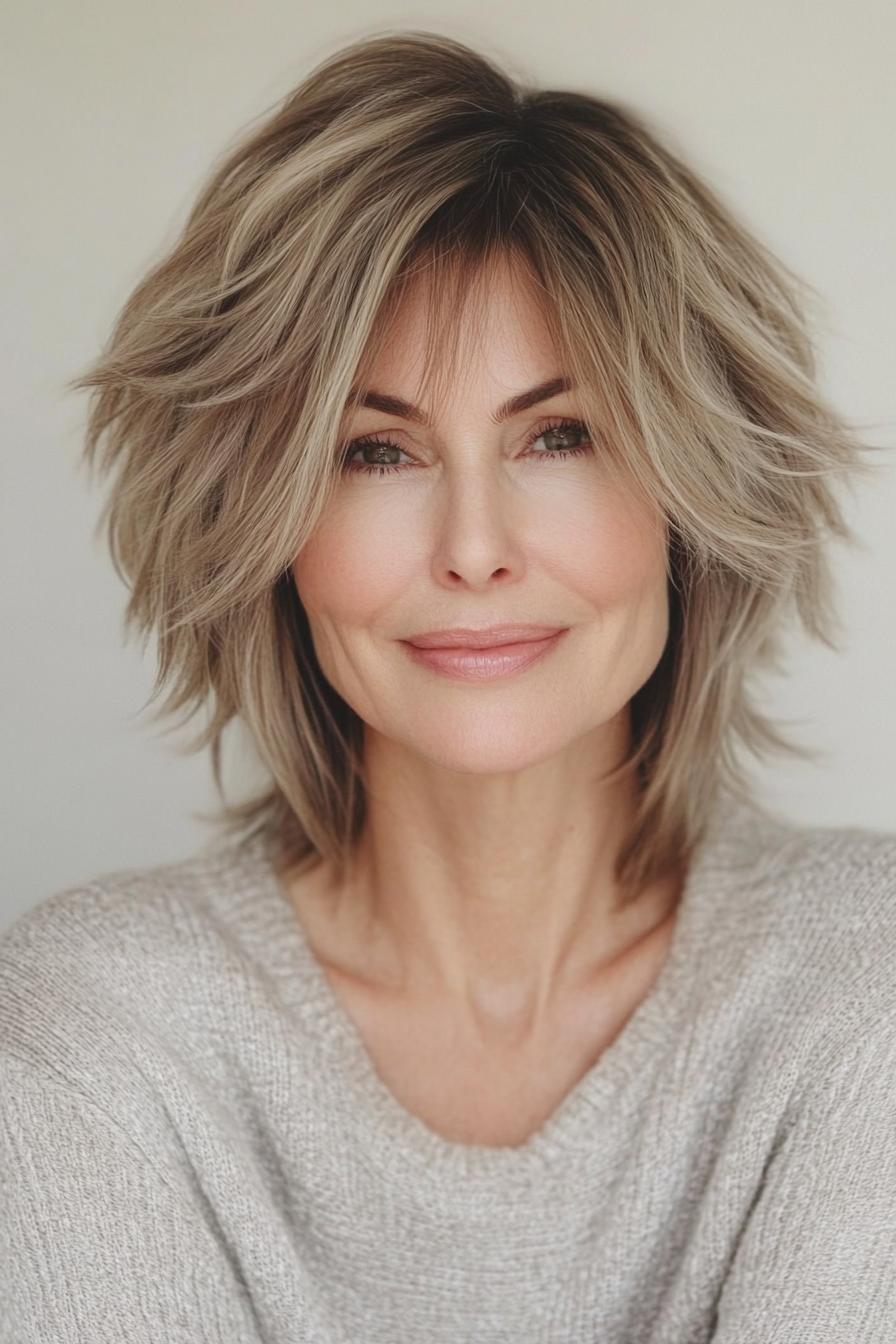 4. Textured Shag with Honey Blonde (Short Hairstyles For Women Over 50 With Thin Hair) - Short Hairstyles For Women Over 50 With Thin Hair