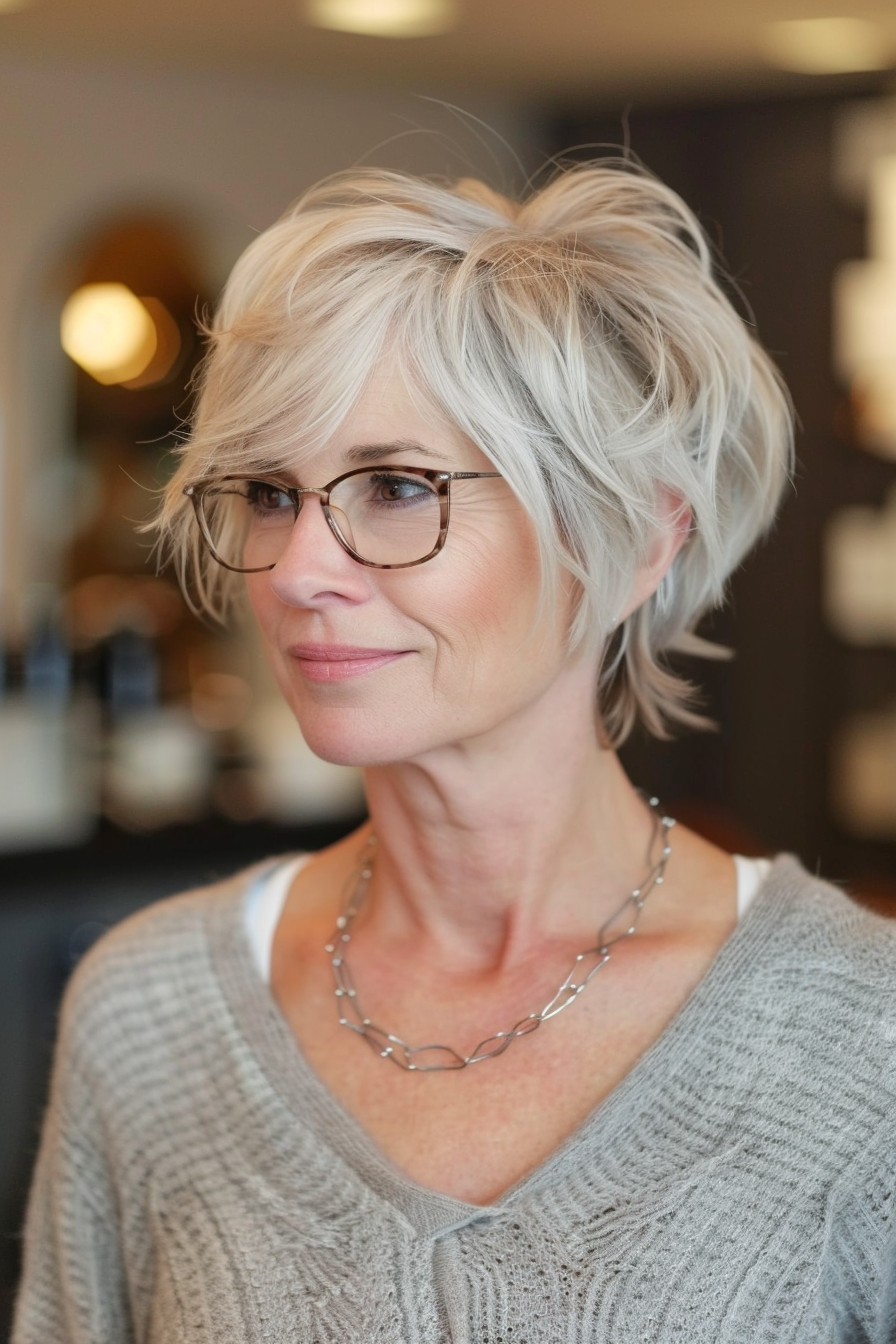 5. Short Shag - Short Hairstyles For Women Over 50 With Glasses