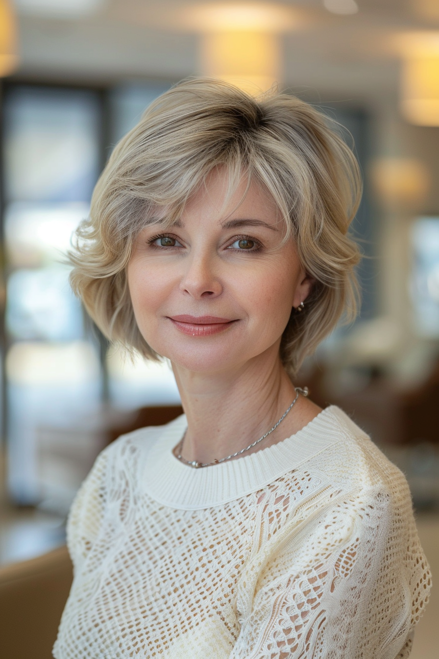 5. Straight and Sleek Bob for a Round Face in Ash Blonde - Short Hairstyles For Women Over 60 With Fine Hair