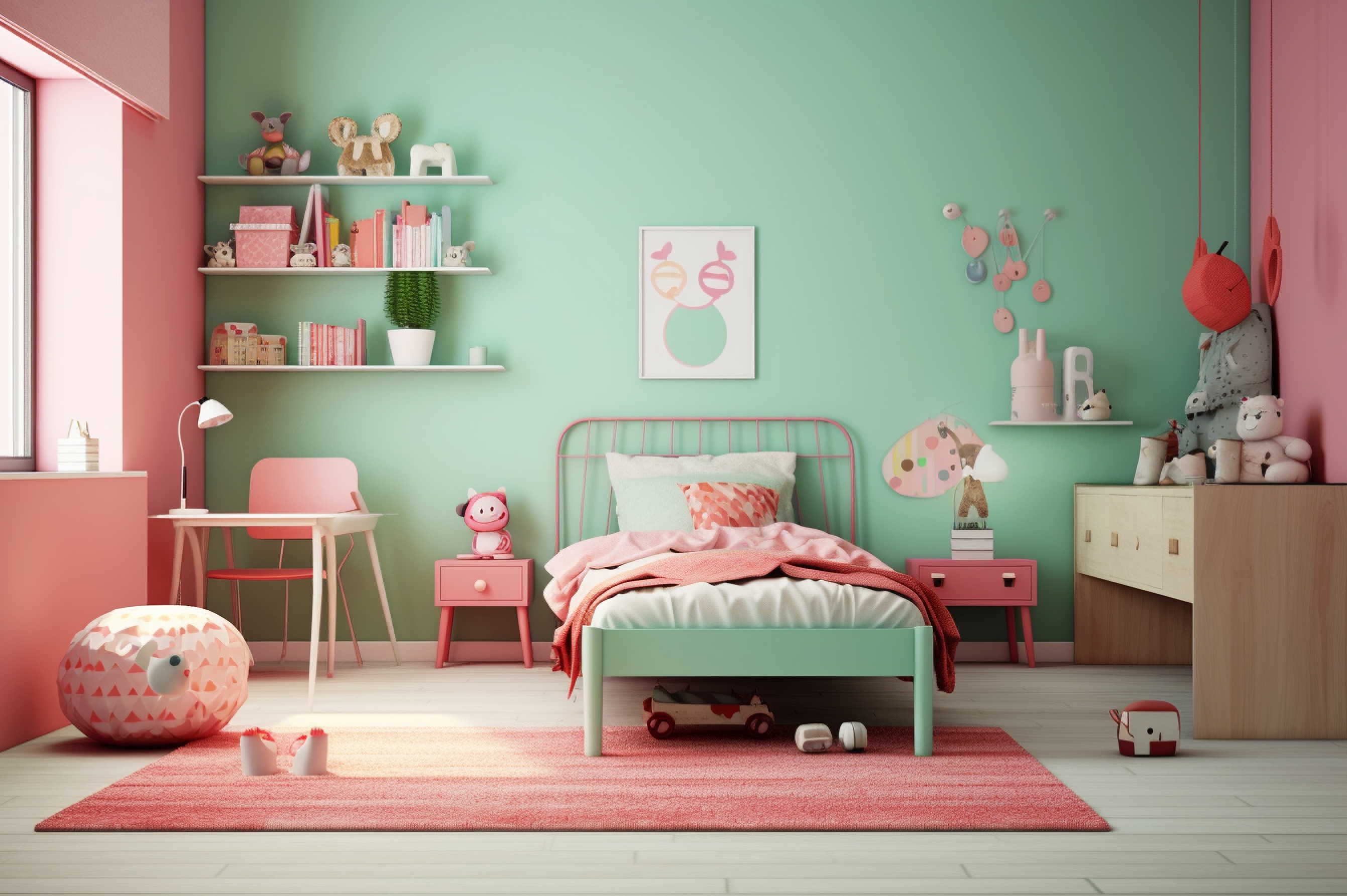 6. Pink and Mint Green Scheme. A child's room that’s like a breath of fresh, minty air with a touch of cotton candy vibes.