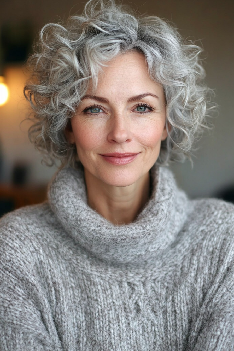 7. Curly Crop in Natural Gray (Short Hairstyles For Older Women) - Short Hairstyles For Older Women