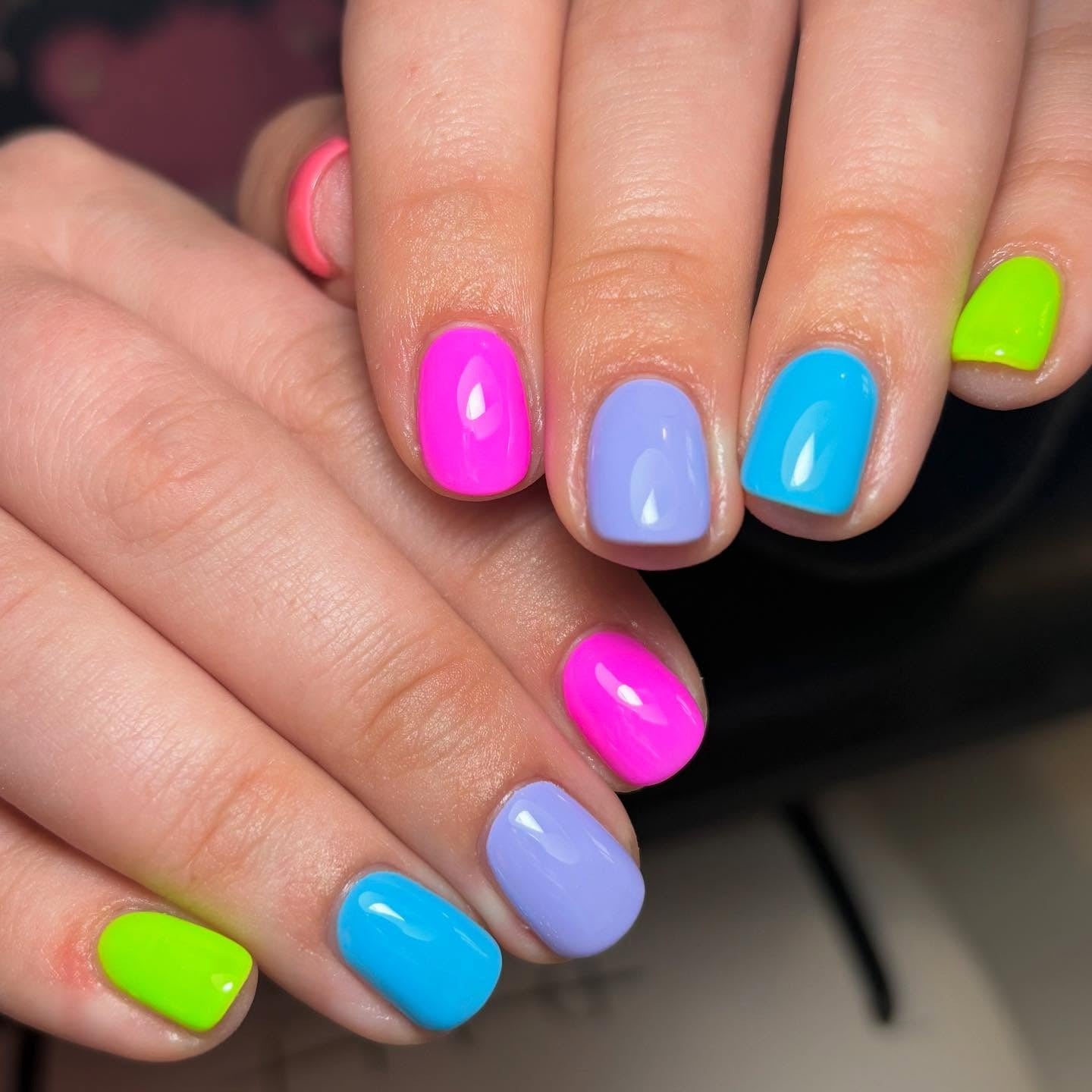 7. Neon Mix Candy Colors for Summer Vibes (Nail Ideas for Short Nails)