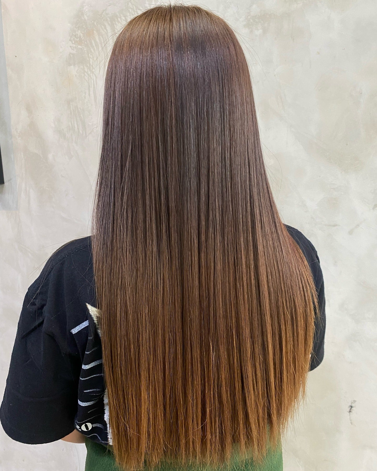 8. Extended Straight Cut with Dimensional Auburn Brown (Golden Brown Hair Color)