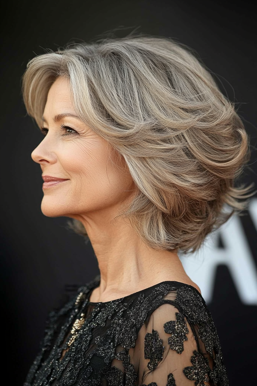 9. Dimensional Mid-Length Cut for Fine Hair with Ash Blonde Highlights (Shoulder Length Hairstyles For Women Over 50) - Shoulder Length Hairstyles For Women Over 50