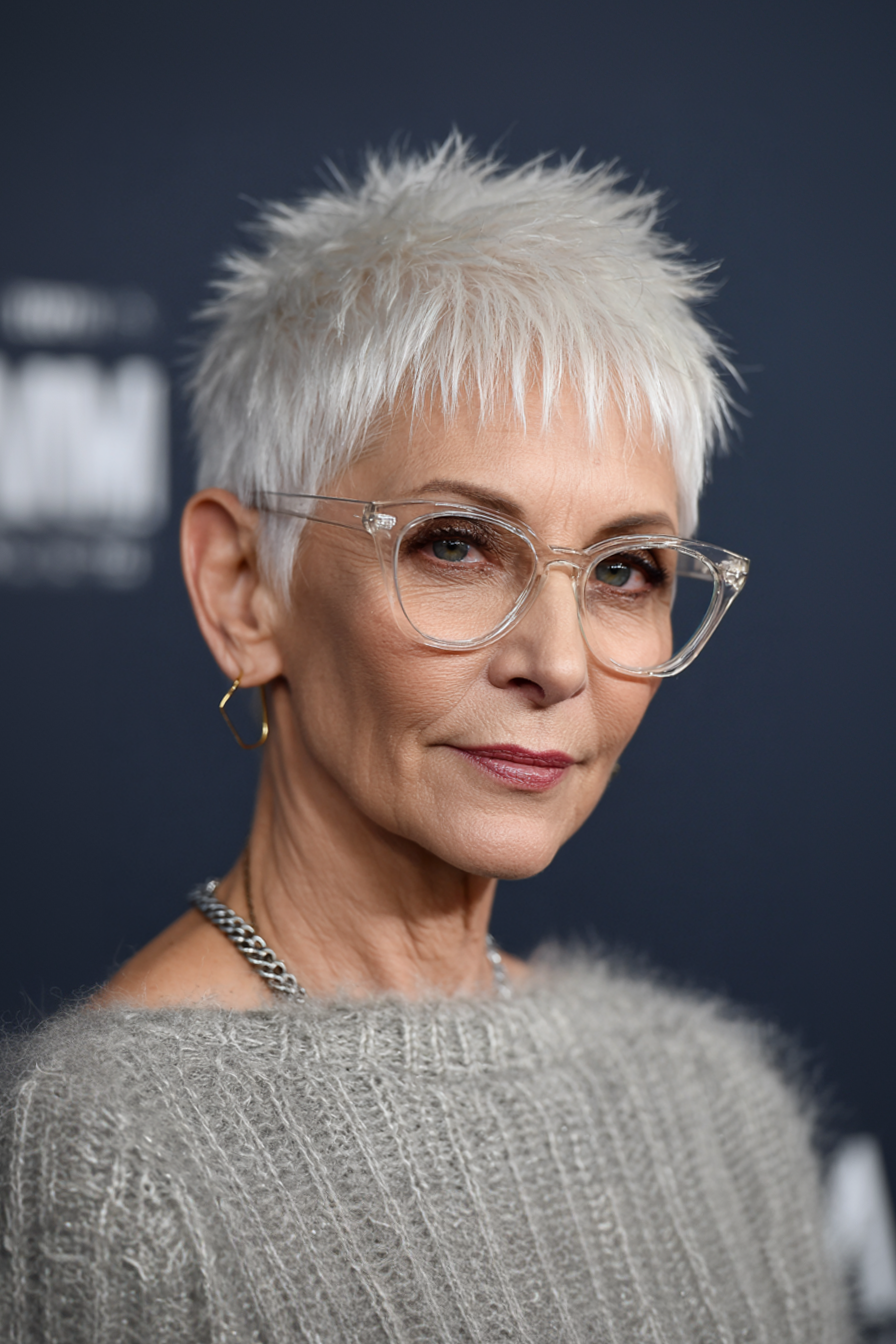 9. Platinum Soft Spike Pixie (Short Hairstyles For Women Over 50 With Glasses) - Short Hairstyles For Women Over 50 With Glasses