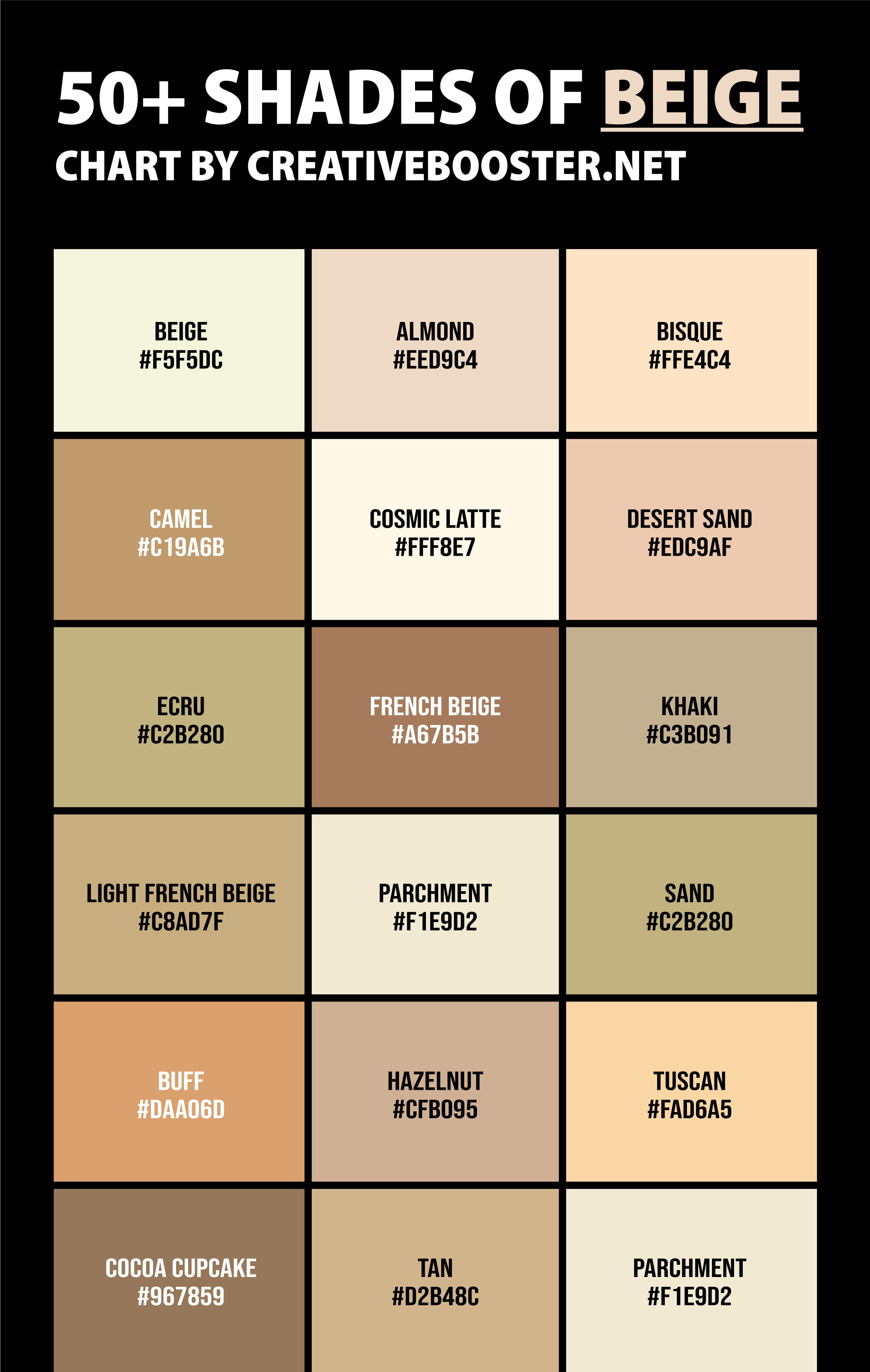 50+ Shades Of Beige Color (Names, Hex, Rgb & Cmyk Codes) – Creativebooster