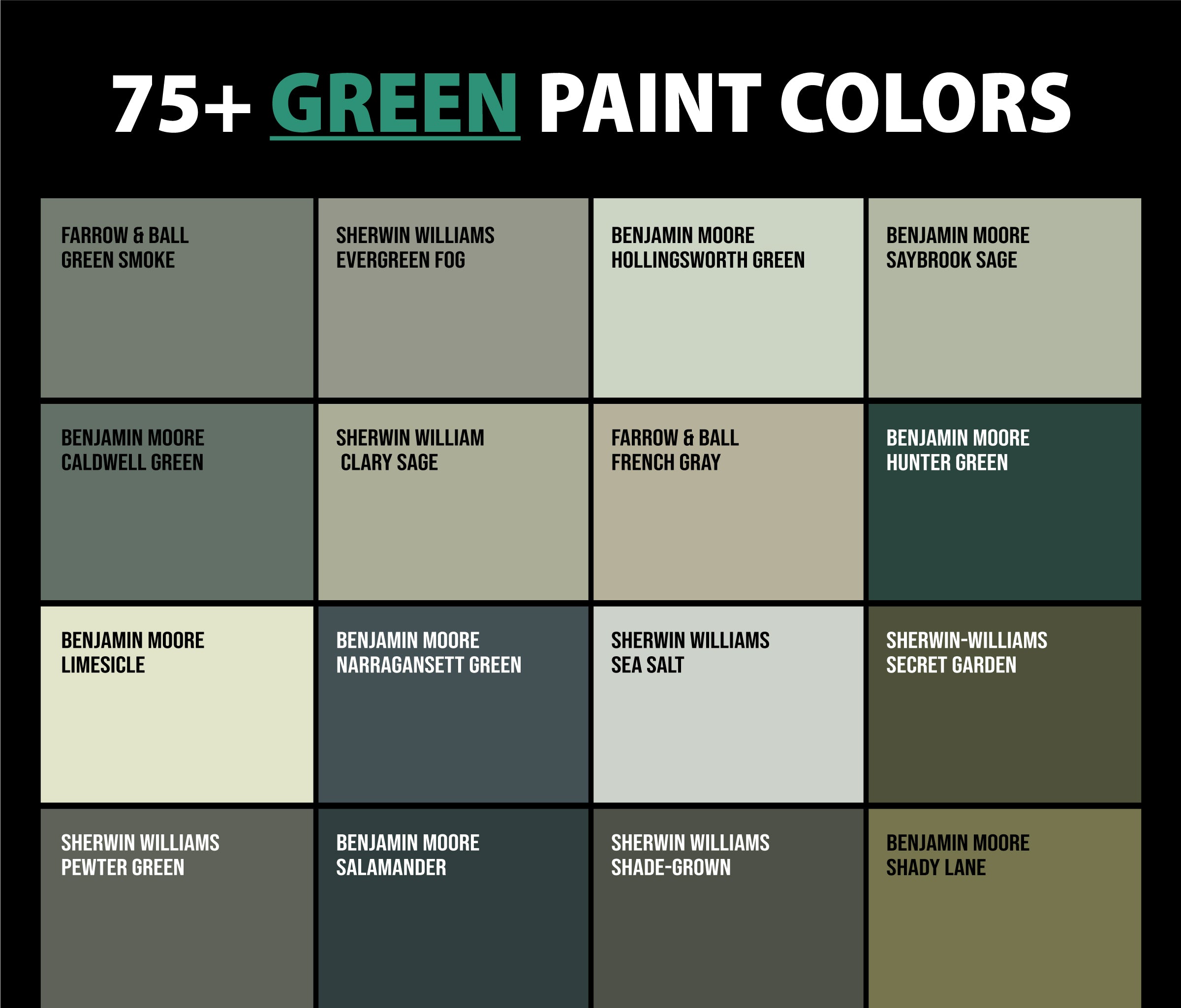 Shades-of-Green-Paint-Colors-chart-with-names-and-brands-sherwin-williams-benjamin-moore-with-dark-bg