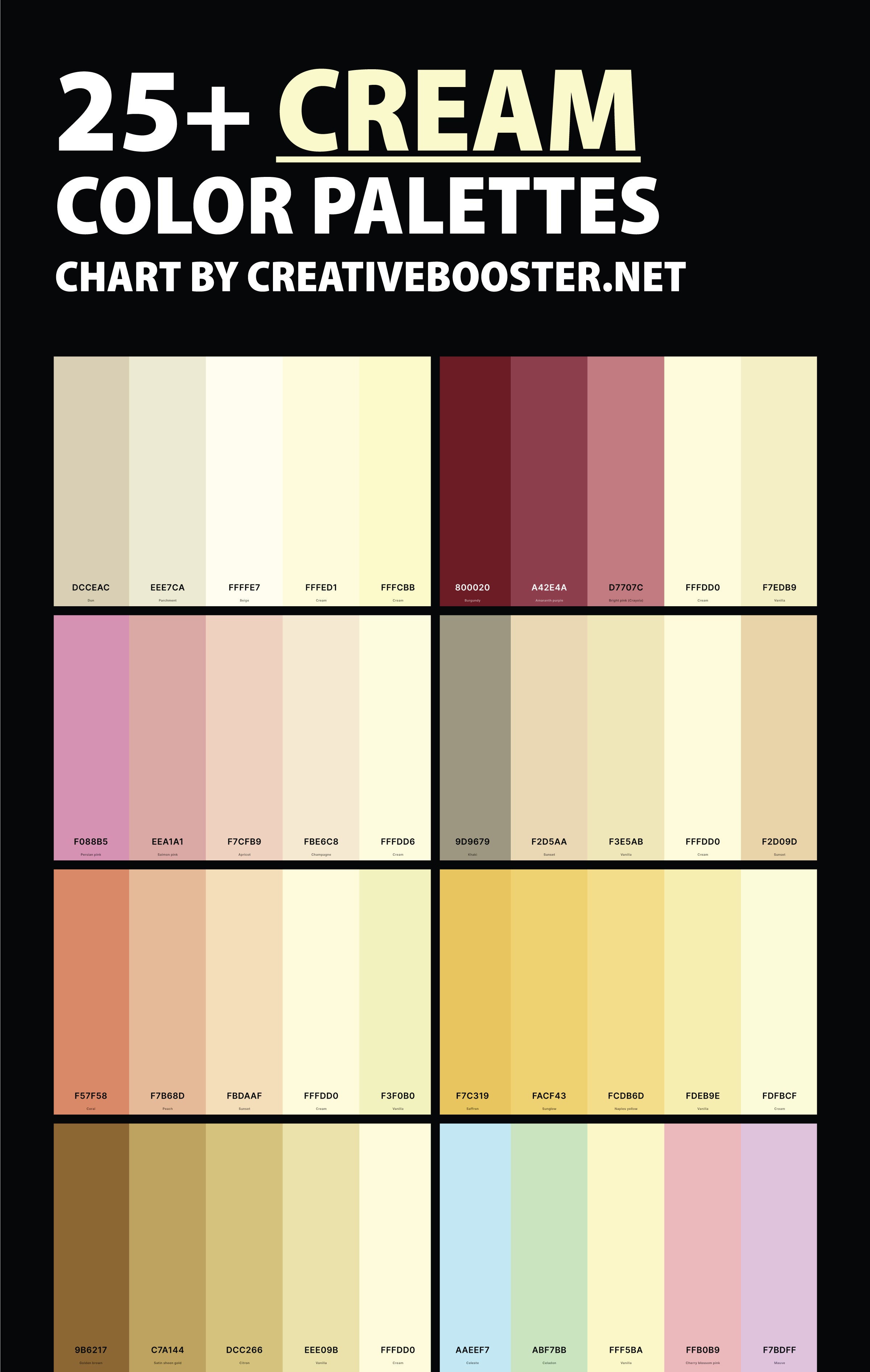 cream-color-palettes-chart-with-names-and-hex-codes-pinterest