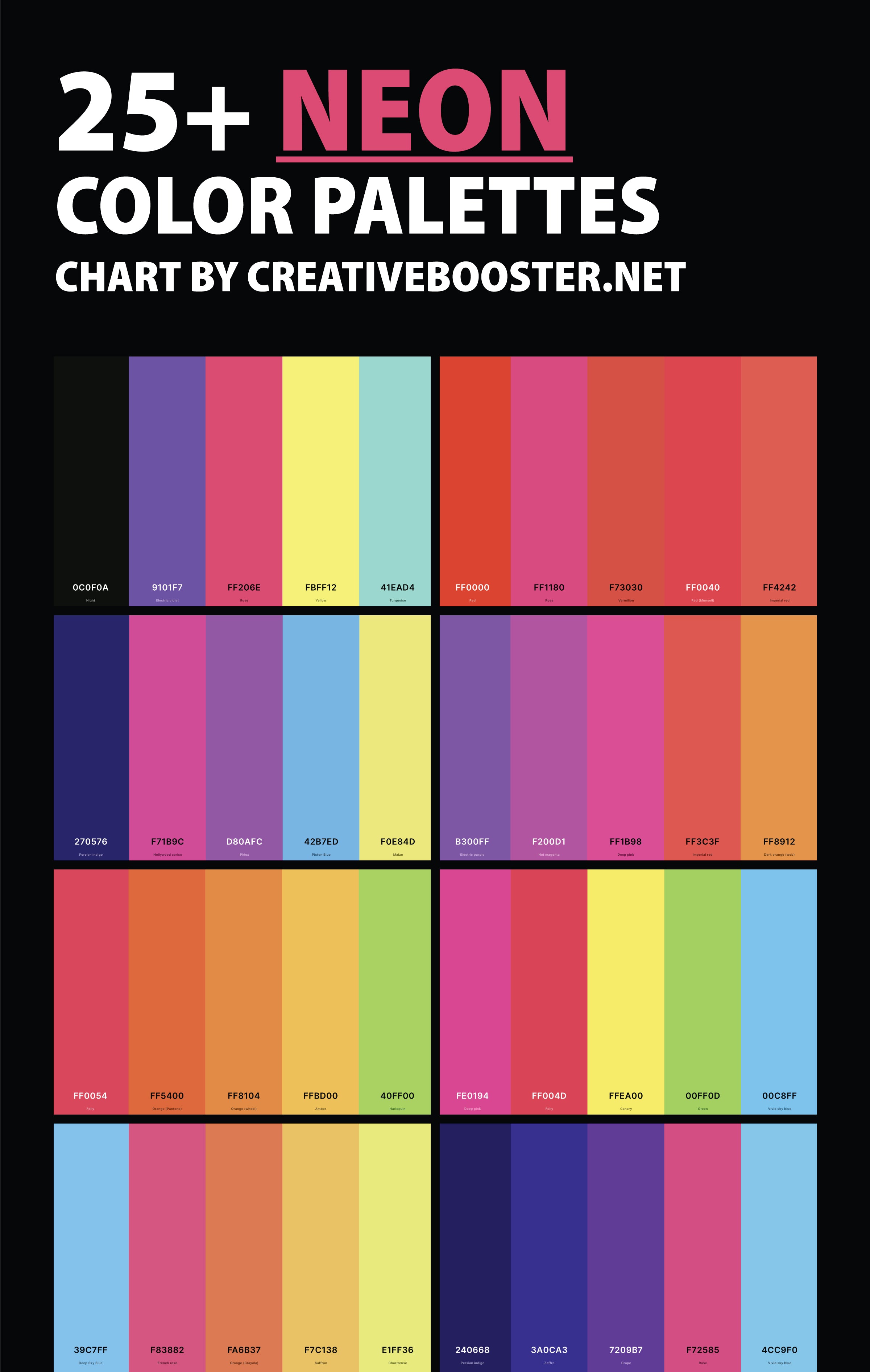 neon-color-palettes-chart-with-names-and-hex-codes-pinterest