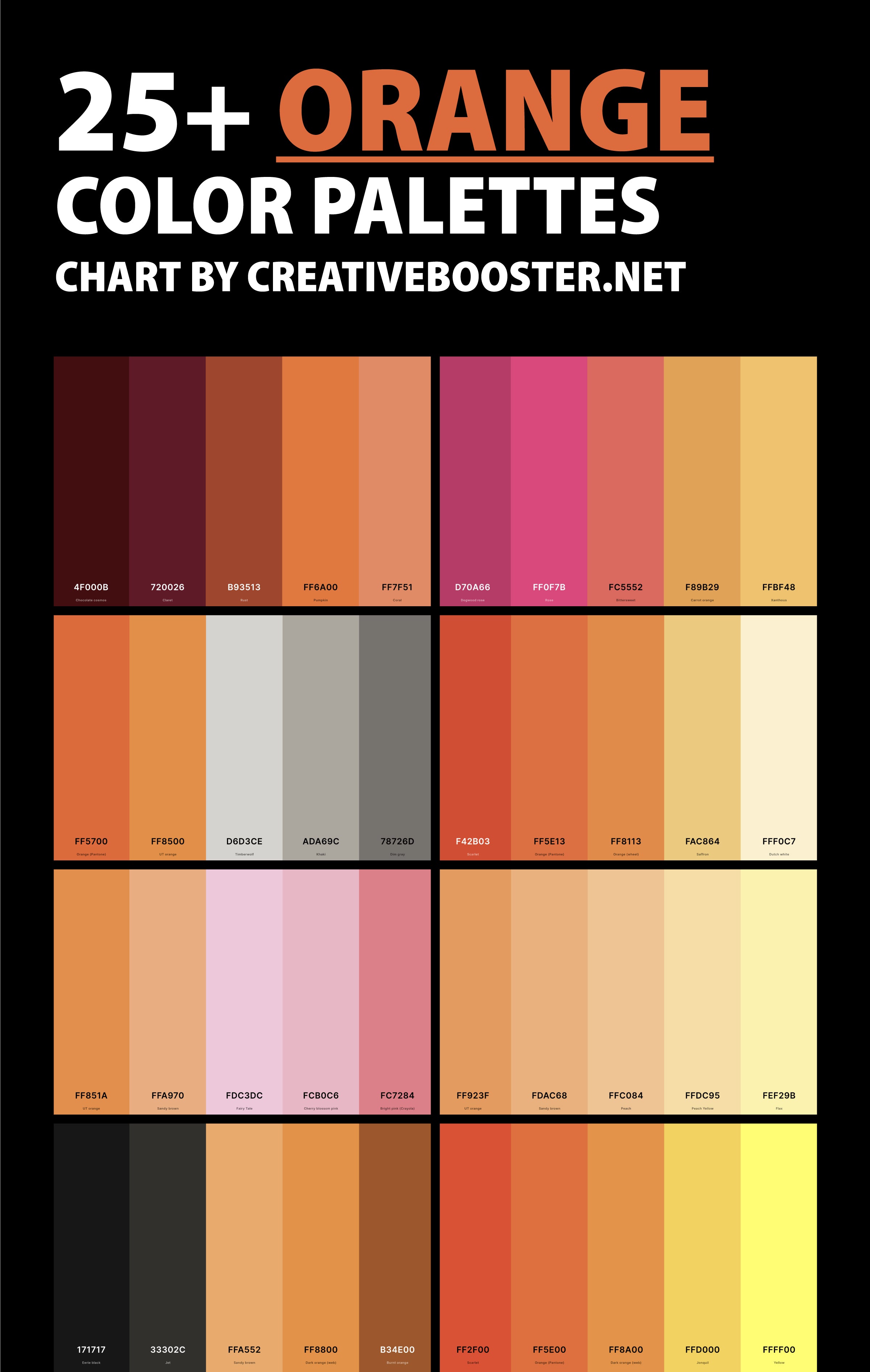 orange-color-palettes-chart-with-names-and-hex-codes-pinterest