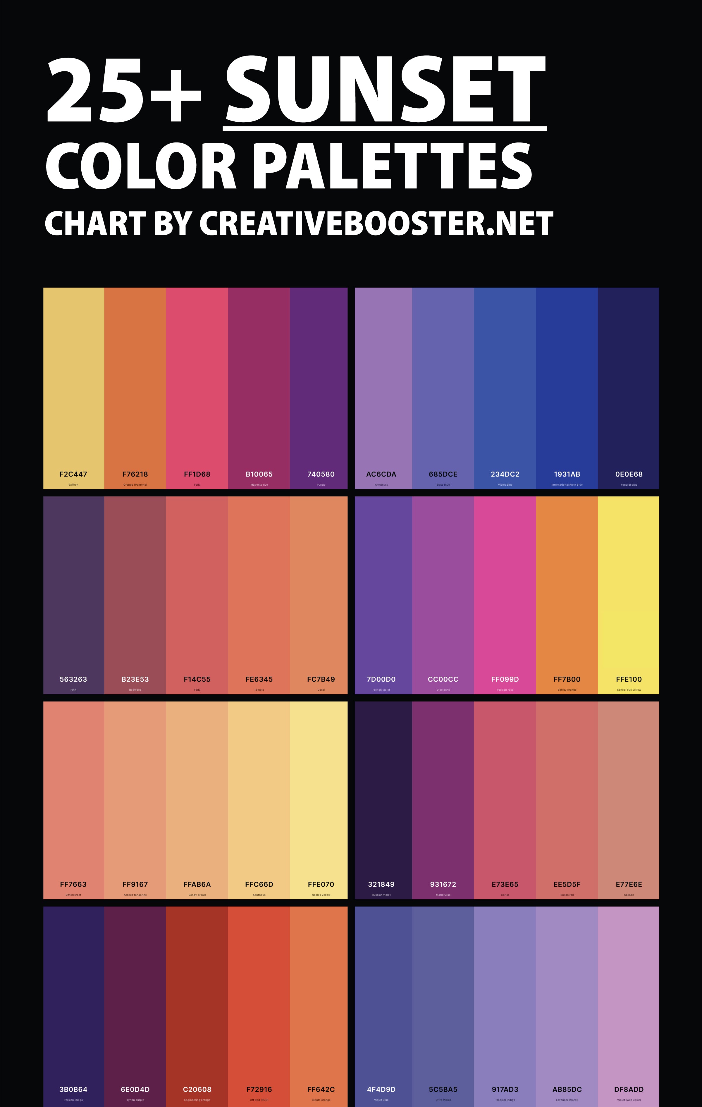 31 Sunset Color Palettes for Captivating Designs - Color Meanings