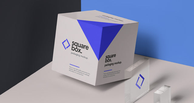 Download Free Square Box Packaging And Glass Psd Mockup Creativebooster