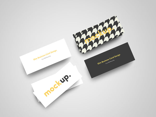Download Free 3 x Slim Business Card Mockups - CreativeBooster