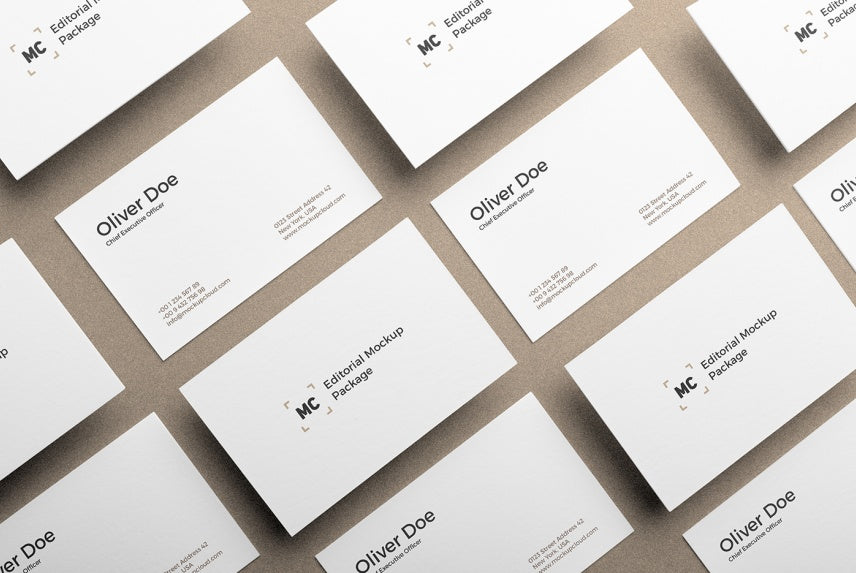 Download Free Editorial Mockup Set with Stationery Items Like Business Cards an - CreativeBooster