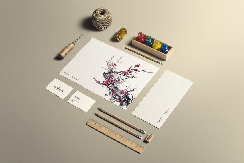Download Free Art And Craft Stationery Branding Mockup Creativebooster PSD Mockup Templates