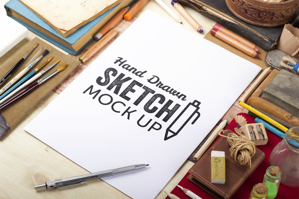 Download Free Hand Drawn Sketch Mockup With A Man Drawing Creativebooster