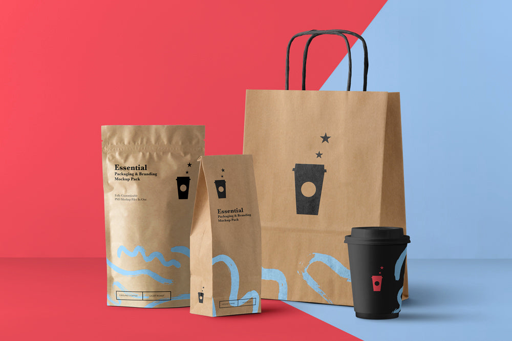 Download Free Essential Bags and Coffee Cup Mockup Pack - CreativeBooster