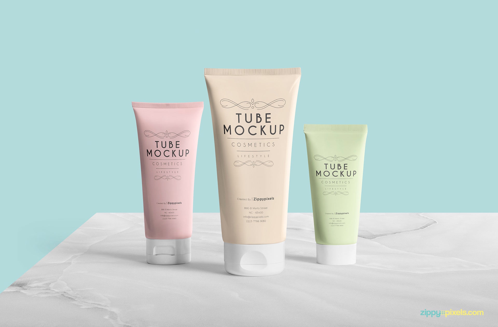 Download Free Tube Mockup PSD Scene With 3 Customizable Tubes - CreativeBooster