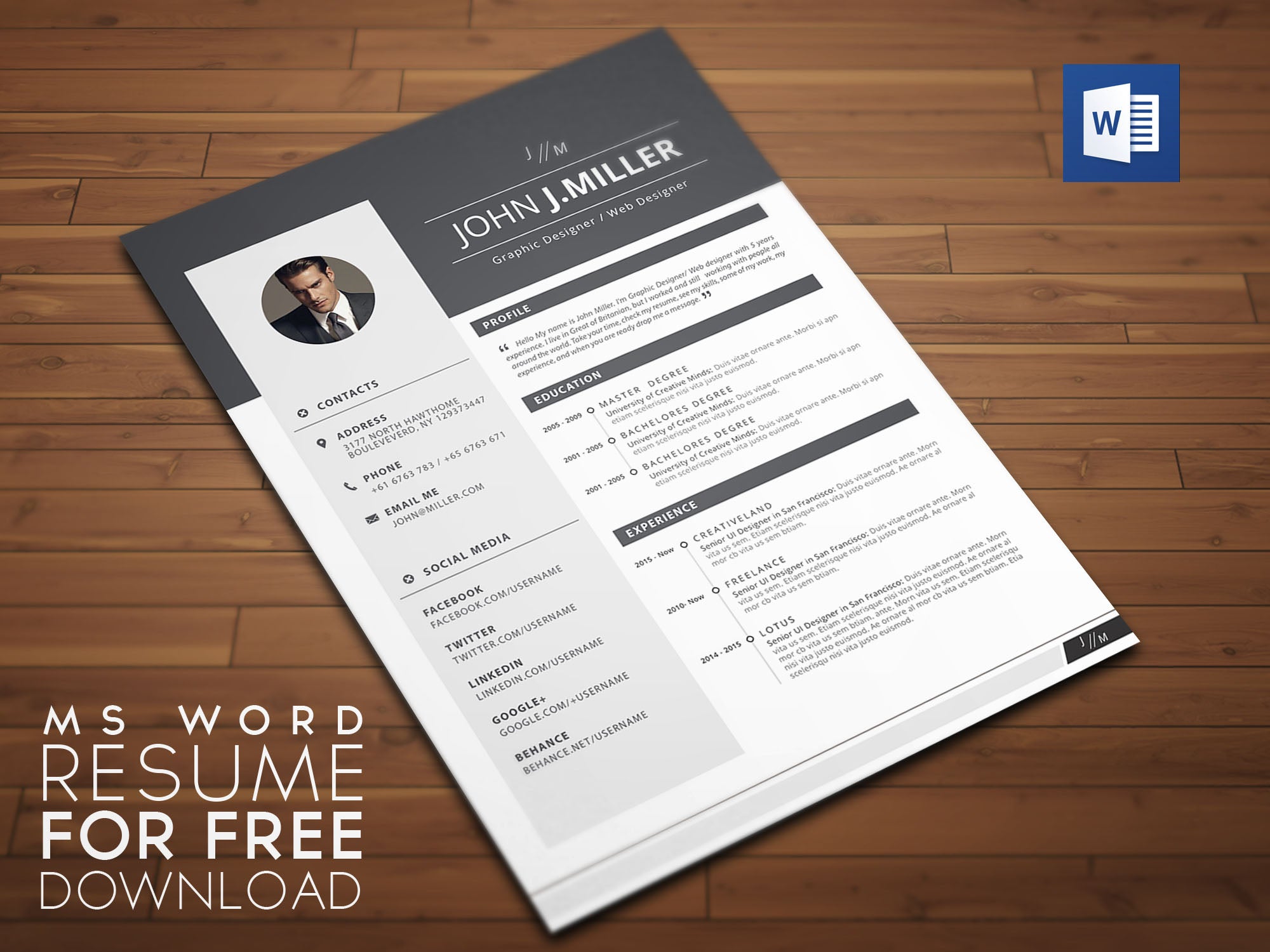 Free Microsoft Word Format CV Resume Template in Minimal ...