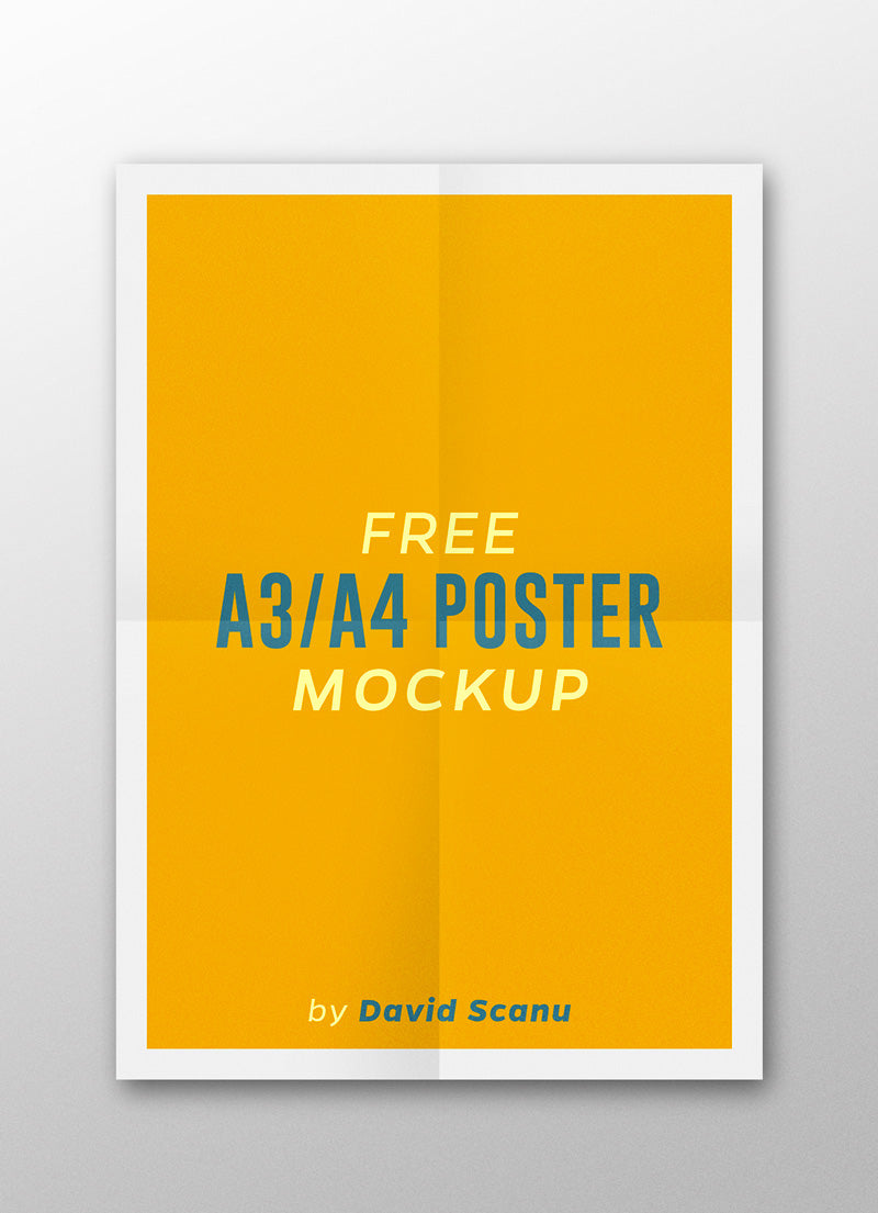 Free A3 or A4 Poster Mockup - CreativeBooster