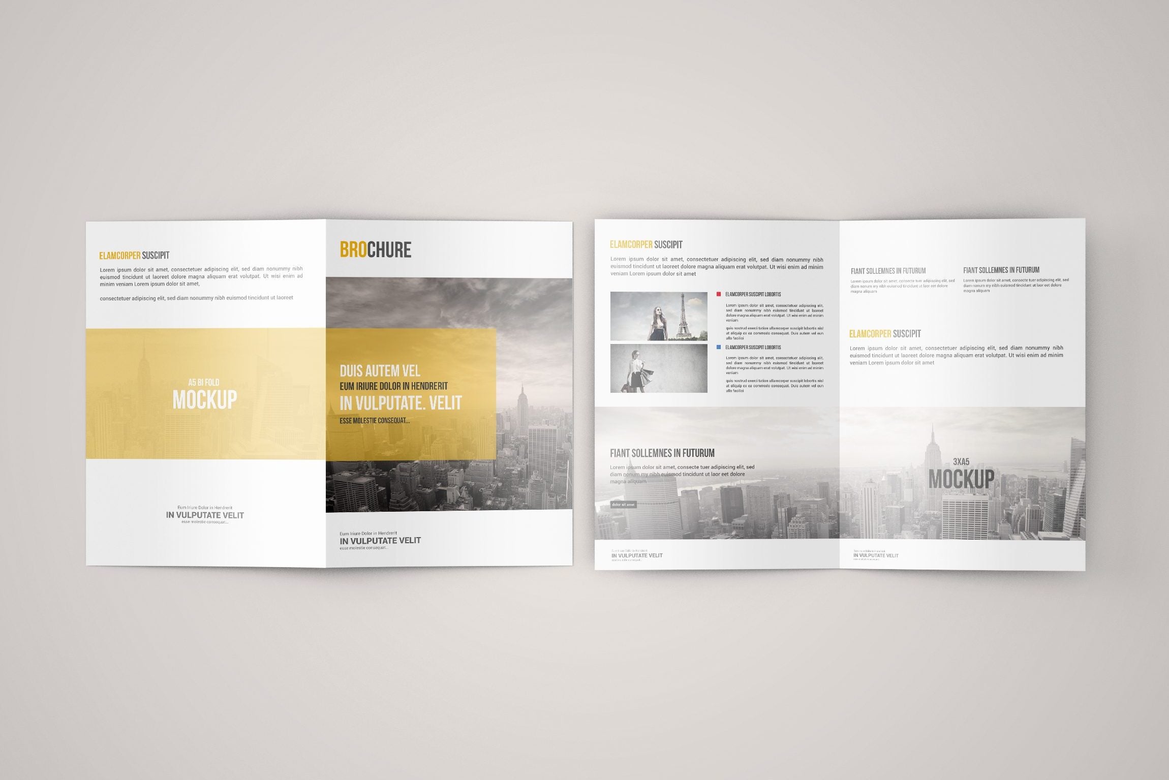 Download Free Clean A5 Bi-Fold Brochure Mock-Up - CreativeBooster