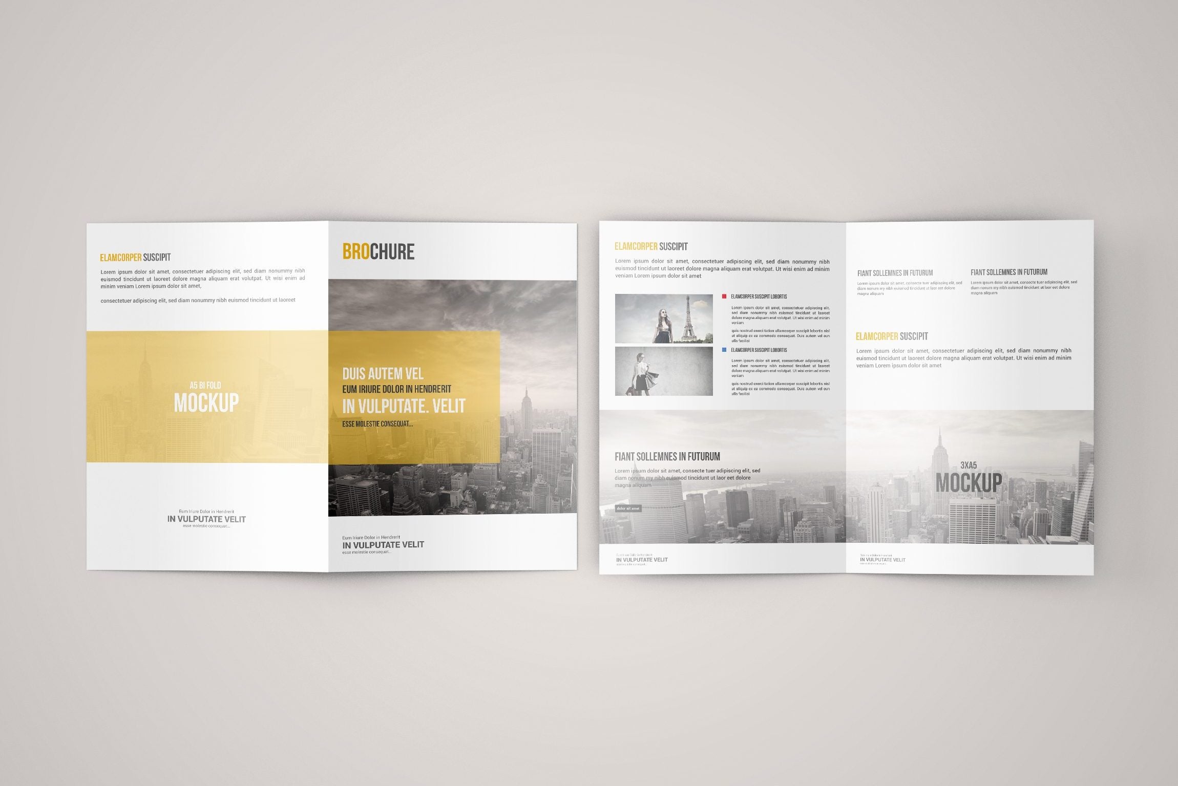 Free Clean A5 Bi-Fold Brochure Mock-Up - CreativeBooster