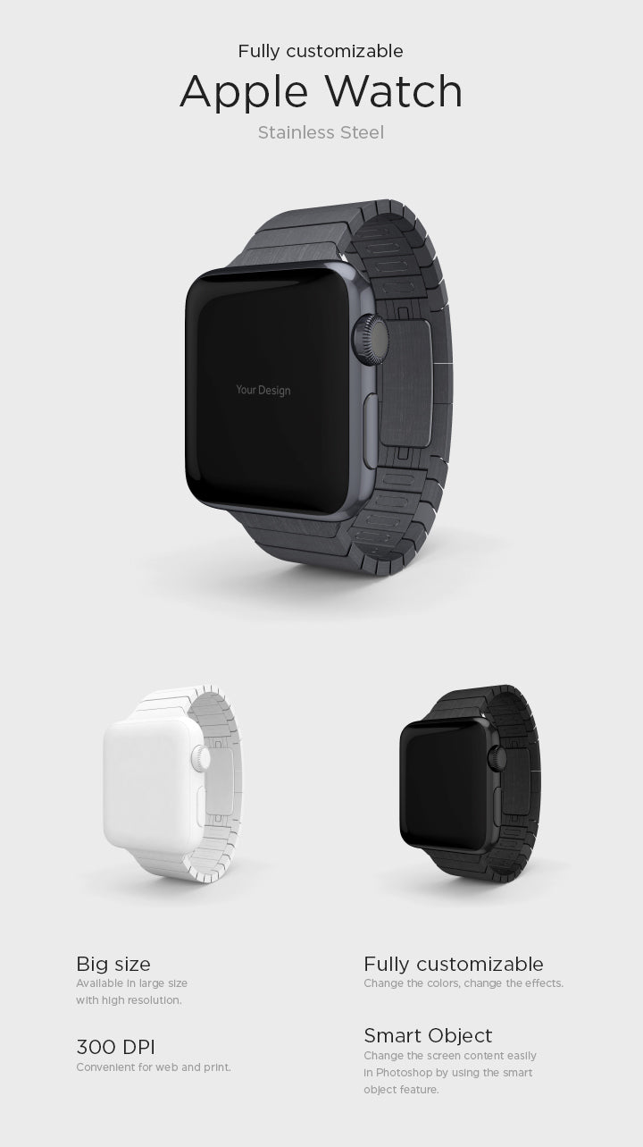 Download Free Stainless Steel Apple Watch Mockup Creativebooster