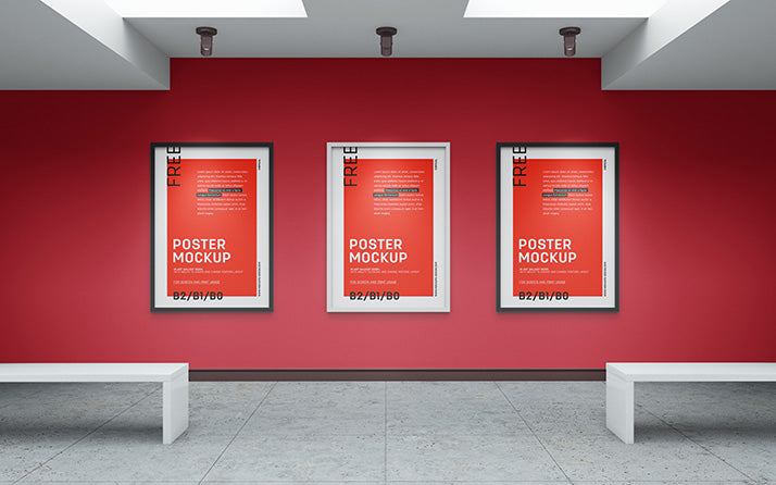 Download Free Art Gallery Frame Or Poster Mockup B2 Or B1 Or B0 Sizes Creativebooster PSD Mockup Templates