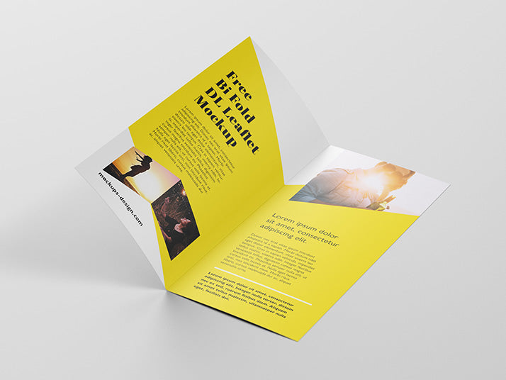 Download Free 5 x Bi-Fold DL Brochure Mockup - CreativeBooster