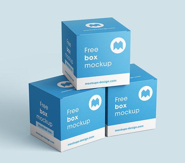 Download Free Square White Cardboard Packaging Box Mockup or 80x80x80 mm - CreativeBooster