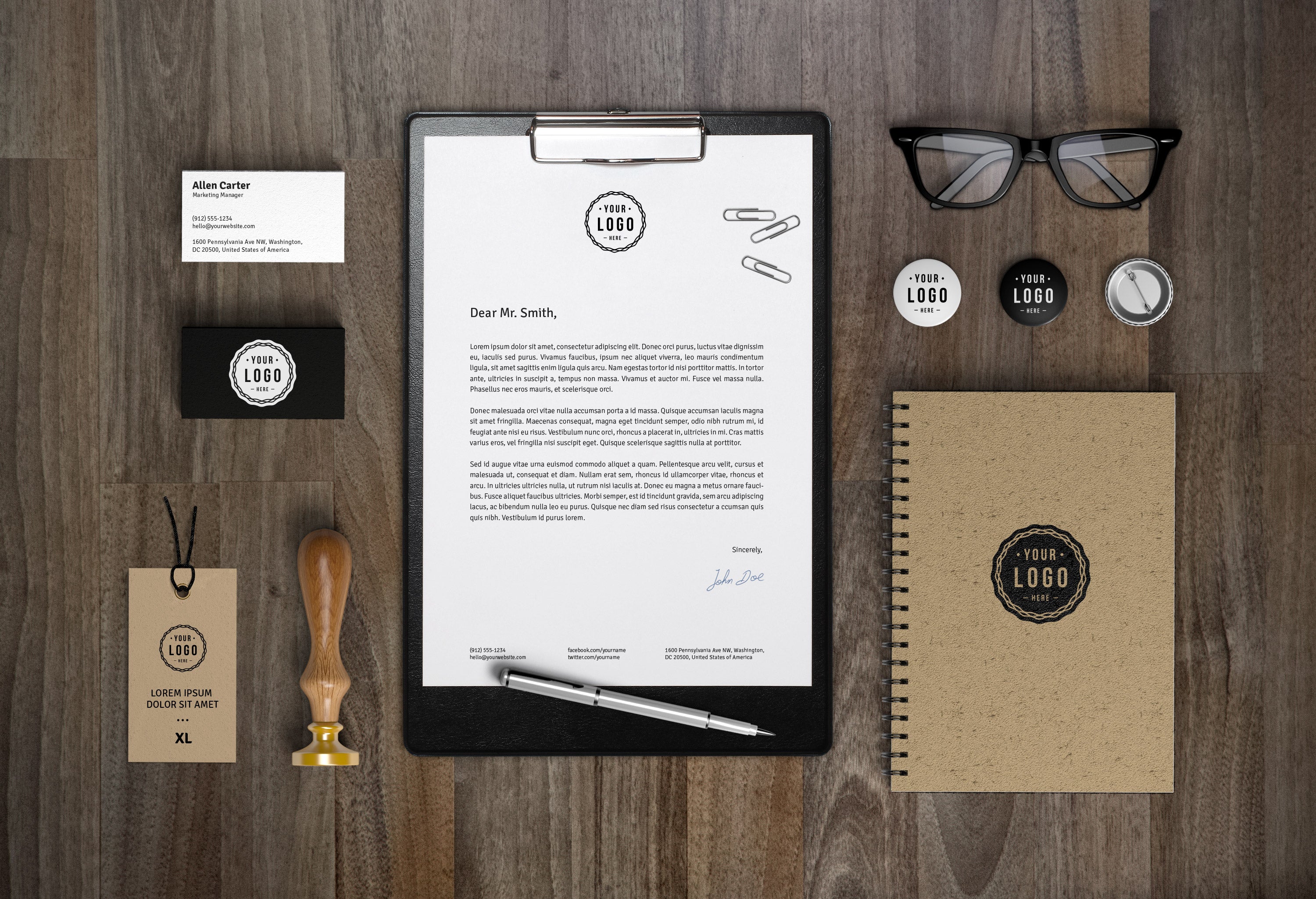 Download Free Branding And Identity Mockup On Wooden Floor Creativebooster