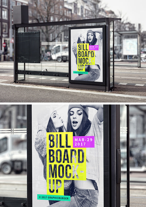 Download Free Bus Stop Billboard Sign Mockup Creativebooster