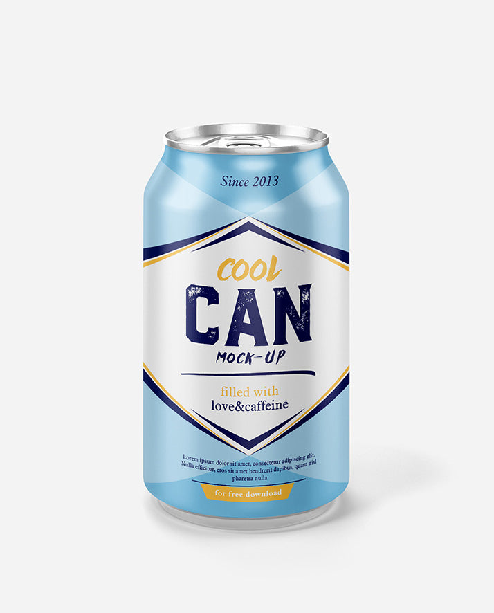 Download Free Ultra-Realistic Soda or Beer Can Mockup - CreativeBooster