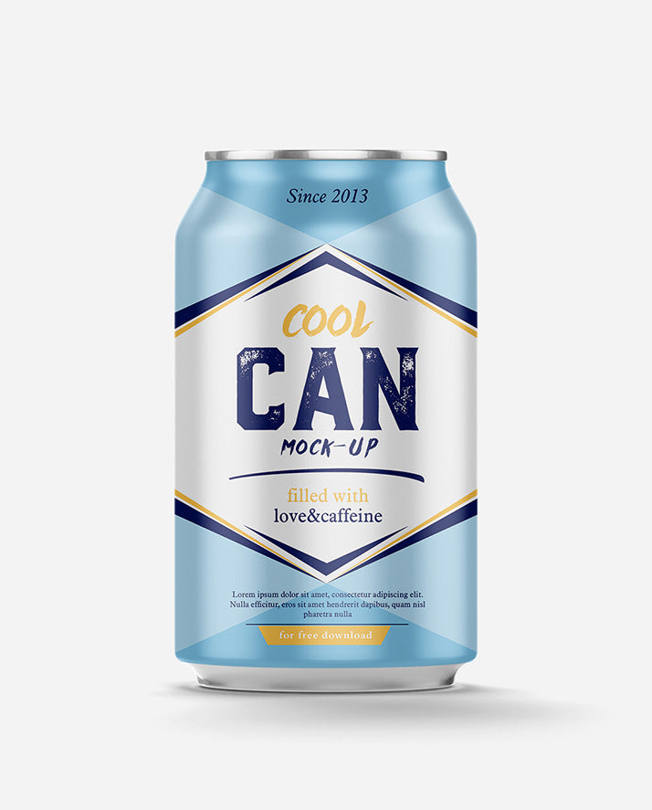 Download Free Ultra-Realistic Soda or Beer Can Mockup - CreativeBooster