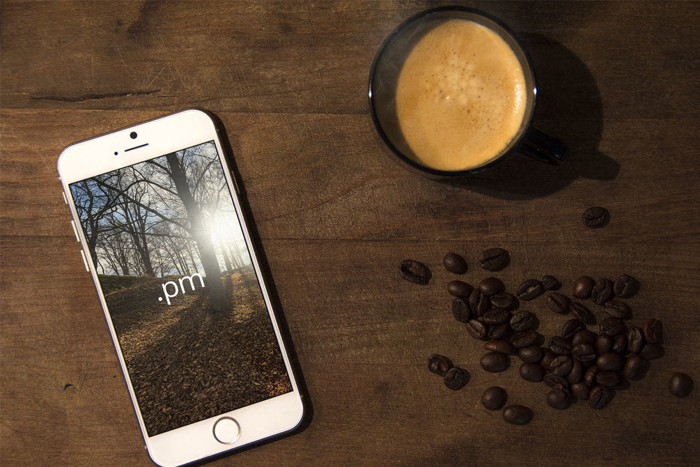 Download Free iPhone 6 Coffee Mug Table Scene PSD Mockup ...