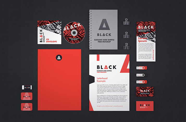 Download Free Dark Corporate Identity Mockup With Accessories Creativebooster PSD Mockup Templates